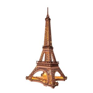 Herramientas de artesanía Robotime Juego de rompecabezas de madera 3D Noche de la Torre Eiffel 1 638 Modelos para niños Adultos Kits de manualidades DIY Regalo DIY con luz YQ240119