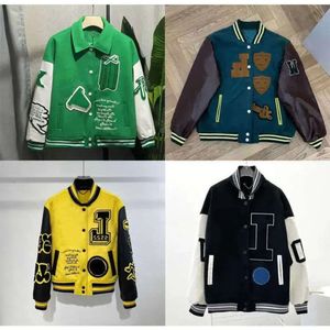 Louts vuieon jackets 떼는 가죽 슬리브 야구 코트 유니폼 고급 재킷 높은 싱글 가슴 따뜻한 재킷 커플 남자 남자 59