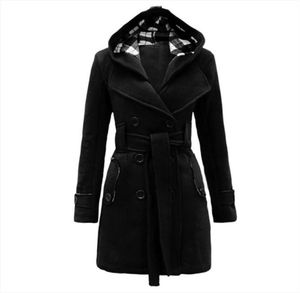 US Women Lady Winter Hoodie Long Peacoat Coat Trench Outwear Jacket Dress Wbelt2688274