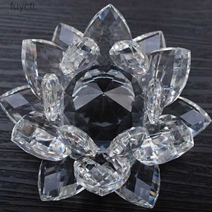 Arts and Crafts 80 mm Feng shui Quartz Crystal Lotus Flower Crafts Glass Paperweight Ornaments Figurines Home Wedding Party Decor Gifts Souvenir YQ240119