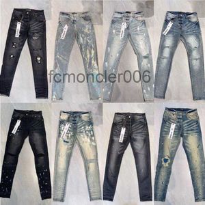 Designer Lila Marke Jeans für Männer Frauen Hosen Sommer Loch Hight Qualität Stickerei Jean Denim Hosen Herren Lila FEDC O95G