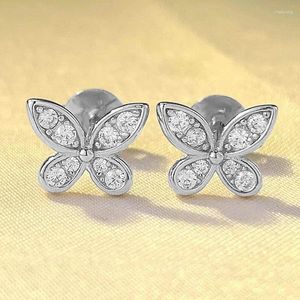 Brincos de garanhão 2024 S925 prata cheia de diamante requintado borboleta moda versátil luz luxo