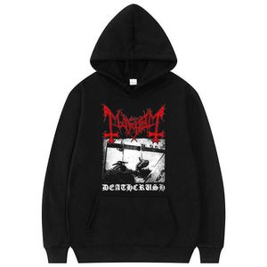 Мужские толстовки Толстовки Mayhem Deathcrush Hoodie Мужские модные толстовки с графикой Пуловер с длинными рукавами с капюшоном для альбомов Женские потеет Одежда больших размеров Рэпер LST230902