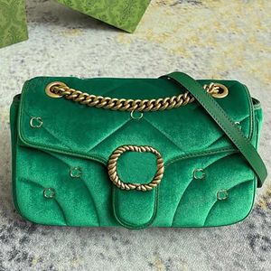 Klassische MARMONT-Umhängetasche für Damen, Designer-Handtaschen, grüne Lint-Klappen-Geldbörse, Leder-Kurier-Umhängetasche, Original-Hardware-Kette
