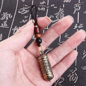 Keychains Ancient Lycka till Hängande Sutra Bottle Brass Tibetan Interiör Tillbehör Buddhism KeyFob Car Key Chain Rings Bag Keychain