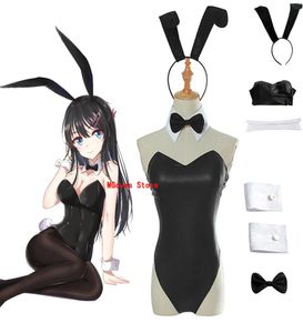 Trajes de anime sexy bonito coelho menina cosplay macacão anime sakurajima mai coelho menina senpai cosplay traje de couro falso mulher rab2716363