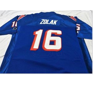 009 Blu bianco Scott Zolak 16 Team rilasciato nel 1990 Gioco indossato RETRO College Jersey taglia s5XL o personalizzato con qualsiasi nome o numero jersey4568524