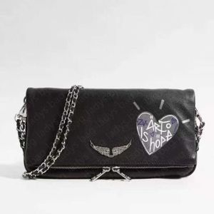 Bolsa Zadig VoltaireショルダーバッグデザイナーLady Clutch本物の革のハンドバッグPochette Rockあなたの翼バッグチェーンラグジュアリーデニムサンセットロッククロスボディバッグ