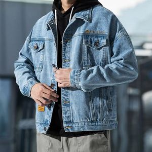 Mens Blue Denim Jacket Solid Color Pockets Ytterkläder Korean Stil Single Breasted Jeans Mane Brand Clothes Streetwear 240118