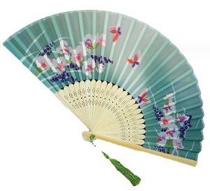 Vintage Wedding Folding Fan Classical Chinese Wind Bamboo Handheld Fan Japanese Silk Dance Cherry Fan Party Favor Gift