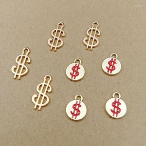 Charms 10st smycken gör metall emalj id tagg dollar symbol skylt hänge för armband örhängen halsband handgjorda diy material