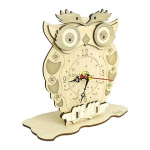 Zanaat Araçları 3D Yaratıcı DIY Baykuş Şeklini Saat Bulma Bulma Keen Yapı Taşları Diy İnşaat Eleetrik Hayvan Kuşları Modeli Jigsaw YQ240119