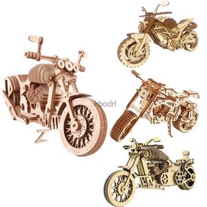 Ferramentas de artesanato 3d de madeira motocicleta quebra-cabeças mecânicos kit montagem de blocos de construção modelos kits de artesanato para diy punk motos carro yq240119