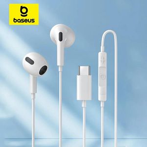 Słuchawki Baseus Inear przewodowe słuchawki C17 Typec z mikrofonowymi słuchawkami dla Xiaomi Samsung Note 10 Uwaga 20 S21 S20 SEFLEPS CELLEPS