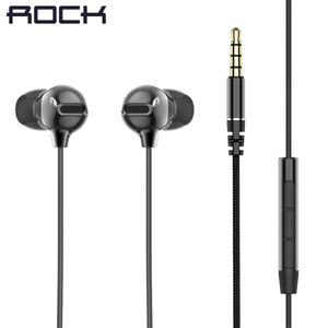 Headphones ROCK 3.5mm Immersive Headset In Ear Obsidian Stereo Earphone for iPhone ipad Samsung of Luxury Earbuds With Mic Wired Earphone