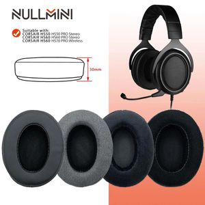 Acessórios nullmini substituição earpads para corsair hs50 hs60 hs70 fone de ouvido fones de ouvido manga couro fone de ouvido earmuff