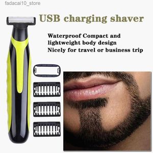 Elektriska rakare Elektrisk rakapparat USB -laddningsbar säkerhet Razor Washable Beard Trimmer For Men Small T Kniv Trimmer Portable Shaving Machine Q240119