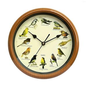 Wanduhren, Uhr, rund, Heimdekoration, Vogelgezwitscher, Alarm, 25,4 cm, singender Vogel für Jahrestag, Urlaub, Ornamente