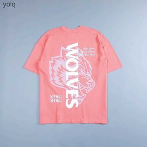 Men's T-Shirts SHE Pink Big Wolves Oversize Cotton Men Women T-Shirt Summer Running Loose Training Breathable Couple Tees Tops H240401