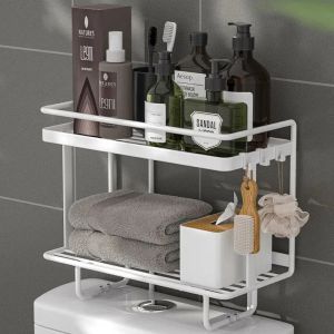 Bathroom Shelves 1Pc Bathroom Accessories Shelf Above The Toilet Tank Wrought Iron Toilet Punch free Multi functional Storage Rack 231124 ZZ