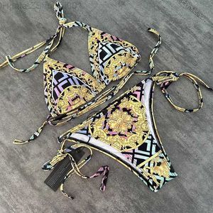 Vintage wzór strojów kąpielowych Kobiety seksowne kąpiel plażowa przełącz dwuczęściowy bikini moda koronkowa w górę stroju kąpielowego etpe