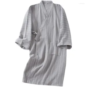 Etniska kläder vårens höst japanska par bomull kimono mantel mäns stor storlek snörning yukata kvinnor nattdress långa pyjamas sommar