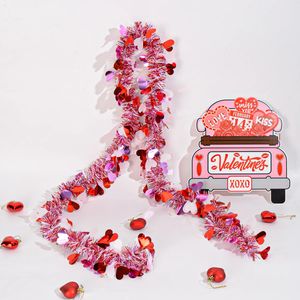 2M Valentine's Day Multicolour Heart-Shaped Garland Valentines Day Decorations Glitter Garland Party Tinsel Garland 240119