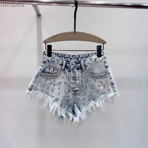 Women's Shorts 2023 Spring Summer Women's New Denim Shorts y2k clothes hot sexy low waist diamond dded straight jeans 24H shippingL240119