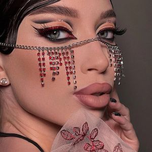 Okulary przeciwsłoneczne Rhinestone Tassel Ruby Okulass Ramki Klub nocny seksowne impreza szarżowe ramy oka