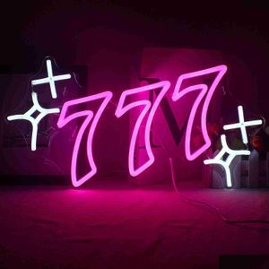 LED Neon Sign Lucky Number Light Casino Custom Bar Room Gaming Decor Sacred Luminous Jackpot Signs R230613 Drop Leverany Lights Ligh DHTPM