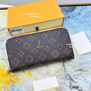 AAA+ real leather card bag men purse luxury designer wallet classic printing zipper long wallets women fashion handbag