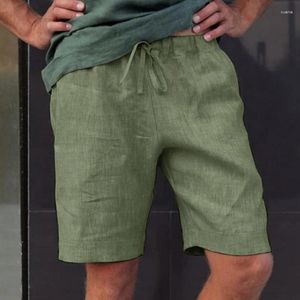 Shorts masculinos verão solto rendas até cor sólida esportes calças casuais praia fitness cordão correndo homem calças roupas