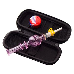 NC066 Dab Rig Pipa da fumo 10mm Titanio Chiodi in ceramica Banger al quarzo Chiodo Dabber Strumento Clip Custodia in pelle in silicone Set Tubi di vetro