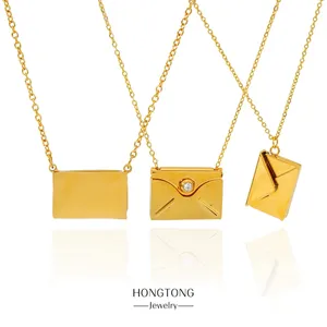 Pendant Necklaces HONGTONG Stainless Steel Envelope Lettering Necklace For Man Charms Jewelry Women Lovers Gift Wholesale