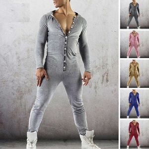 European And American Fashion New Popular Men's Casual Solid Color Hooded Home Clothing Fashion Jumpsuit Trend