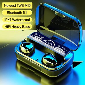 Hörlurar TWS Bluetooth 5.1 hörlurar Audio Earbuds Hifi Setero trådlösa hörlurar 2000Mah Charge Box Waterproof Headsets med Micro 2022