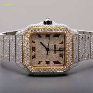 Fabrika Özel Geçidi Elmas Testi Buzlu Lüks VVS Moissanite Elmas Saat Unisex Hip Hop Full Buzlu Out Diamond Watch