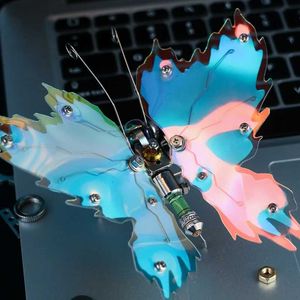 Craft Tools 105pcs 3D Puzzle Mechanical Blue Flame butterfly Model kit DIY Metal Assembly Handmade Steampunk Assemble toys for Kids Adults YQ240119