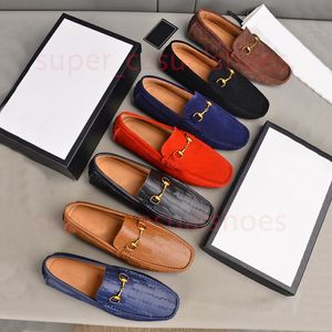 2024 Luxury Designer Men loafers skor blå orange moccasins italienska skor män klänning skor original manlig kontorsfest bröllop drive skor storlek 38-46