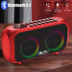 Hoparlörler Bluetooth 5.1 Stereo Subwoofer Hoparlör Taşınabilir FM Radyo Mp3 çalar Renkli Işıklar/MIC/LCD Ekran Desteği TF/USB Müzik Playbac