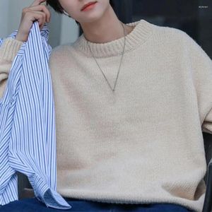 Men's Sweaters Solid Color Men Pullover Sweater Stylish Knitwear For Autumn Winter Soft Warm Round Neck V-neck Long Casual