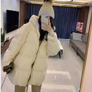 Women's Trench Coats Mid-Length Down Cotton-Padded Jacket 2024 Winter Style White Thickened Puffer High Quality Coat