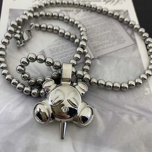 Anhänger Halsketten Hip Hop Stil Edelstahl Runde Perlenkette Viereck Kugel Halskette Mode Männer und Frauen Nische Design Sinn Halskette Geschenk J240119
