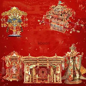 Craft Tools Chinese Traditional Wedding Kit 3D Metal Puzzle Toy Assembly Model Sedan Chair Phoenix Crown Wedding Dress Design Puzzle ZL575 YQ240119