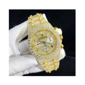 Gioielli Hip Hop Fashion Quadrante quadrato VVS Diamanti Lunetta per uomo Orologi meccanici con veri diamanti