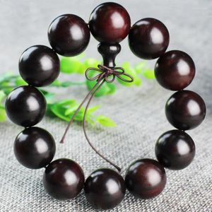 Strand African Rosewood Bracelet With Large Leaf Sandalwood Seasoned Buddha Bead Cultural And Playful Couple