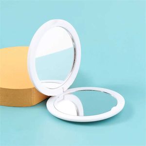 2PCS Mirrors Cream Color Makeup Mirror Round Portable Girl'S Gift Hand Mini Folding Mirror Pocket Double-Sided Makeup Mirror Compact Wholesal