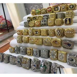Cluster Rings 55st 1966 till American Football Team Champions Championship Ring Set With Tood Display Box Souvenir Men Fan Gift Whol DhuKl