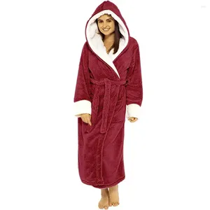 Kvinnors sömnkläder extra lång sexig kvinnor lyxiga flanell brudtärna klänning termisk nät badrobbadrockar päls klädsel rosa kimono vinterrock