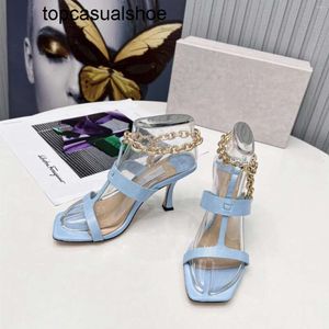 JC Jimmynessity Choo Design Metal Högkvalitativ skor Kvinnor Drcoration Sandaler Thin High Heel Square Toe Ladies Stilettos Zapatillas Mujer